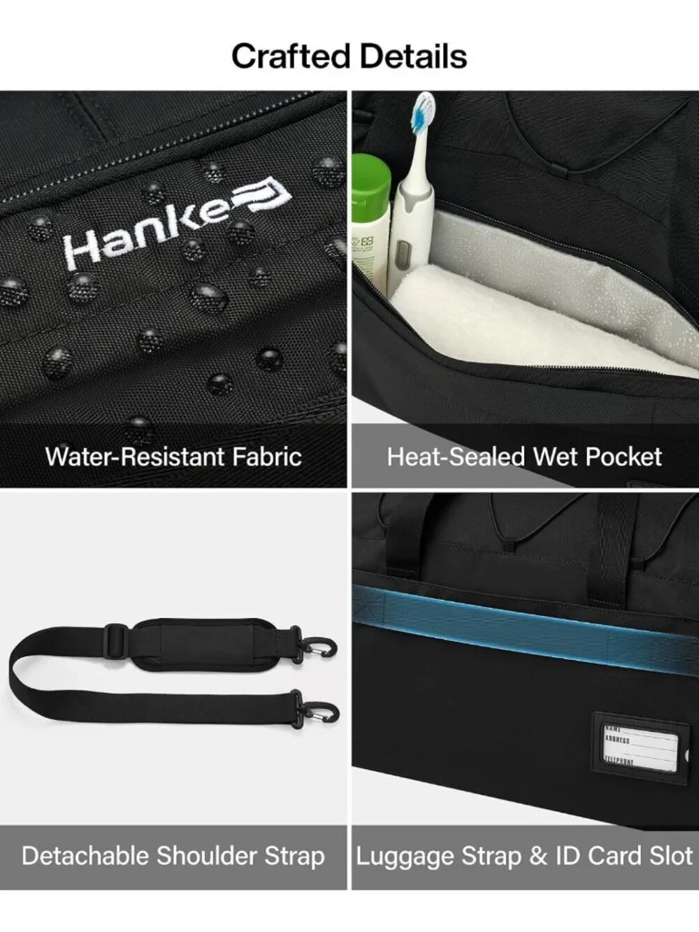 Expandable Travel Duffle Bag 45L-55L, 3-in-1 Weekender, Fits 15.6